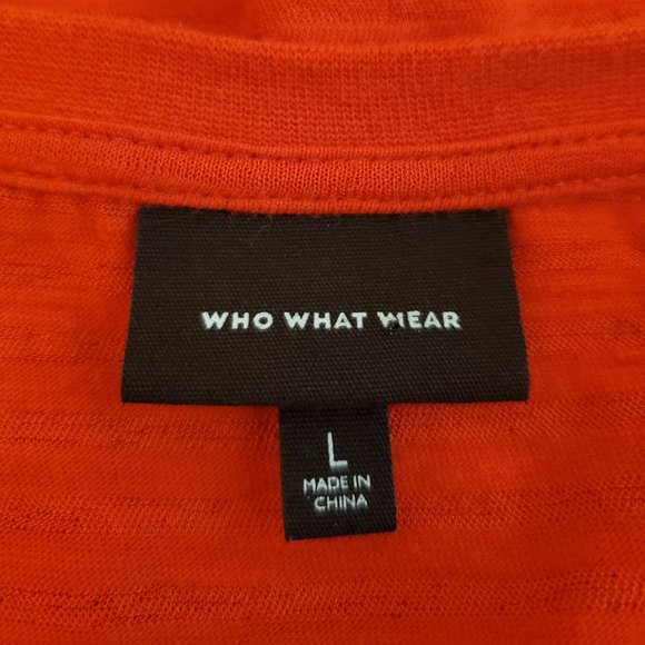 Who What Wear Red Longer Short Sleeve Top with Puffed Shoulders Size L - Picture 14 of 15